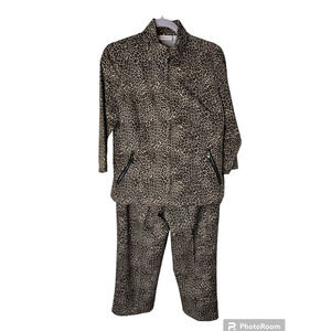 Weekends by Chico's Leopard Jacket and Cropped Pantsuit Size XS